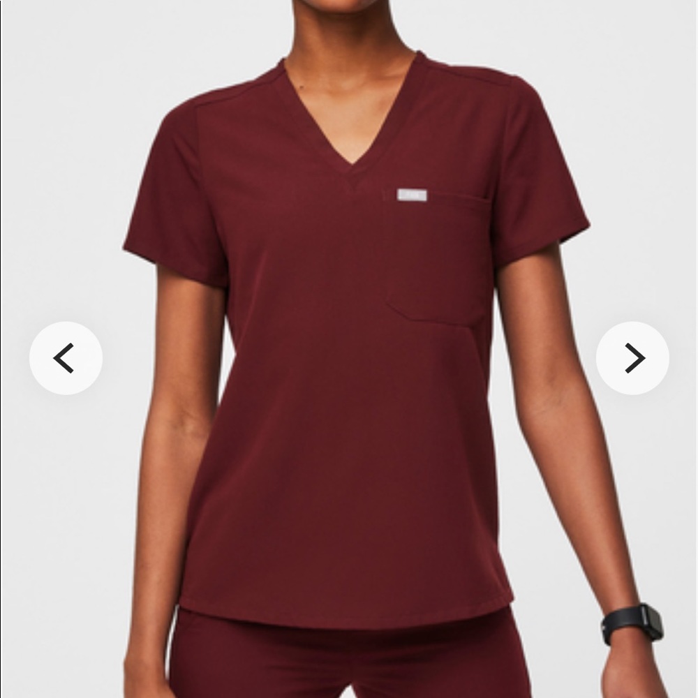 Figs Catarina Burgundy Scrub Top